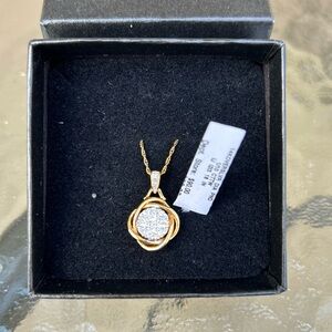 14k Gold over Silver Diamond Pendant Necklace 1/10 CT TW